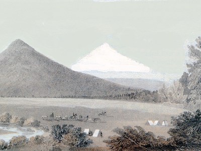 Black Butte and Mount Jefferson circa 1855. Photo: Bowman Museum.